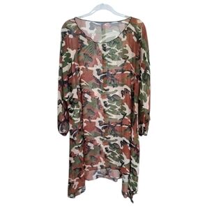 Camouflage Sheer Tunic Cover-up Size XL